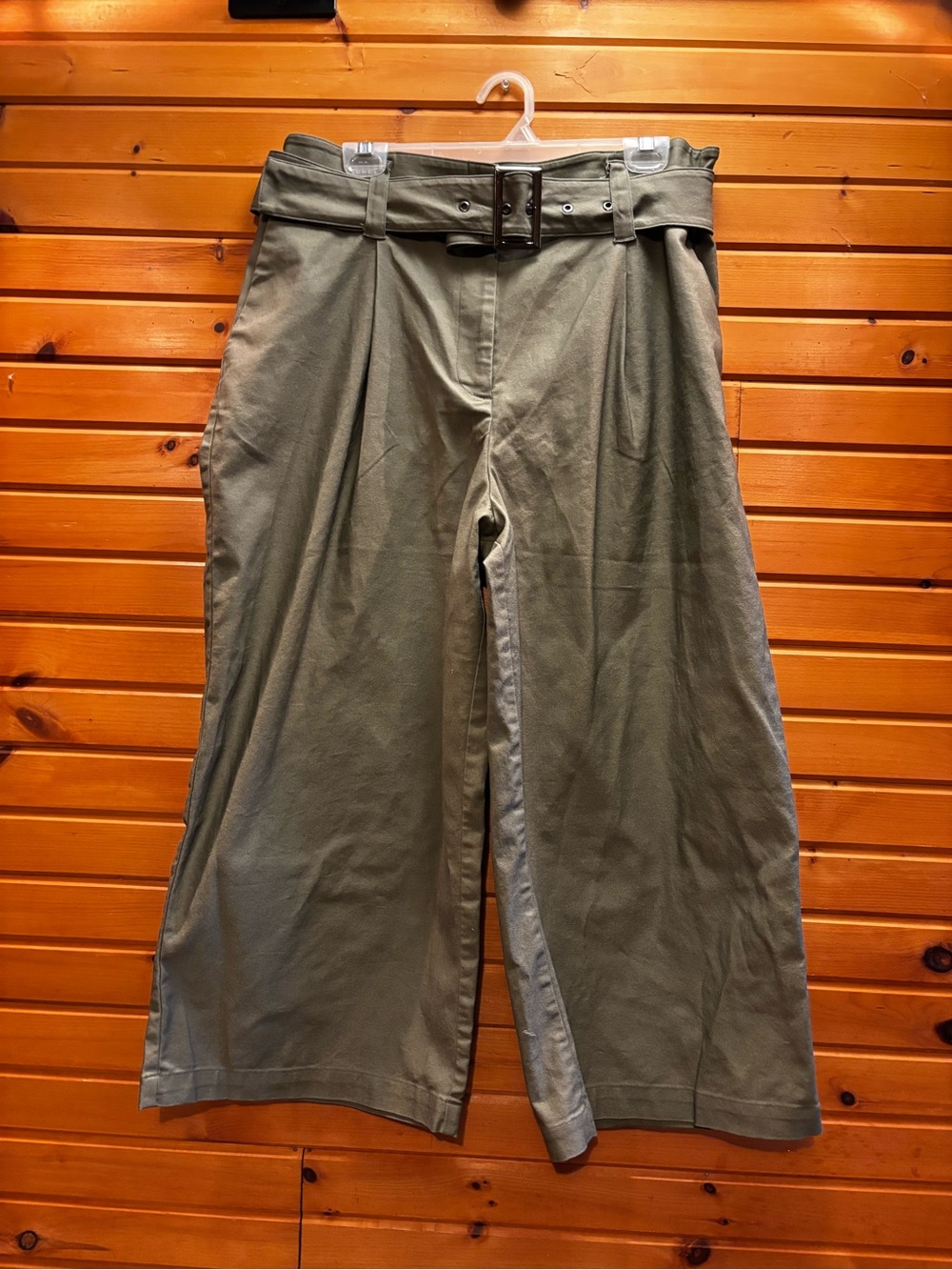 Simply Vera Vera Wang Olive Wide-Leg Chinos with Belt Detail